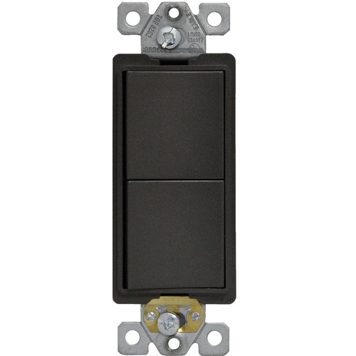 [E013282BK] APAGADOR DOBLE RESIDENCIAL DECOR 1P 15A 125/277V NEGRO 3282-BK