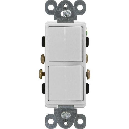 [E04382] APAGADOR DOBLE DECOR RESIDENCIAL 3V 15A 125/277V BLANCO 3282-3W