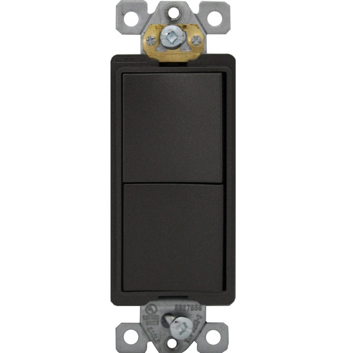 [E04823BK] APAGADOR DOBLE RESIDENCIAL DECOR 3V 15A 125/277V NEGRO 3282-3BK