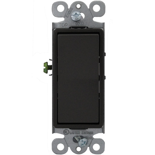 [E046503BK] APAGADOR SENCILLO DECOR RESIDENCIAL 3V 15A 125/277V NEGRO 6503-BK