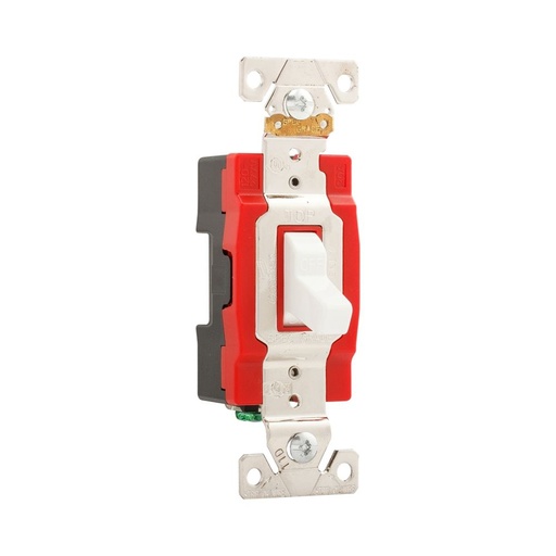 [4501221FW] APAGADOR SENCILLO PALANCA INDUSTRIAL 1P 20A 125/277V BLANCO CWAH1221W