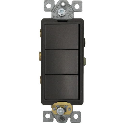 [E023283BK] APAGADOR TRIPLE DECOR RESIDENCIAL 1P 15A 125/277V NEGRO 3283-BK