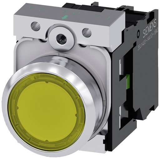 [51720AB301BA0] BOTON RASANTE 22MM METAL LED AMARILLO 24V AC/DC 1NA 3SU11520AB301BA0