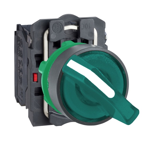 [9973G5] BOTON SELECTOR PLATICO COMPLETO. POSICIONES: 2 FIJAS, 1NA+1NC, VERDE