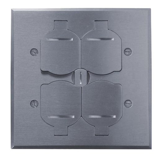 [E025798P] CAJA PISO TOMA 20A + INSERTO 2 JACK 2 GANG BISAGRA PLAT 5798-2FBA-P