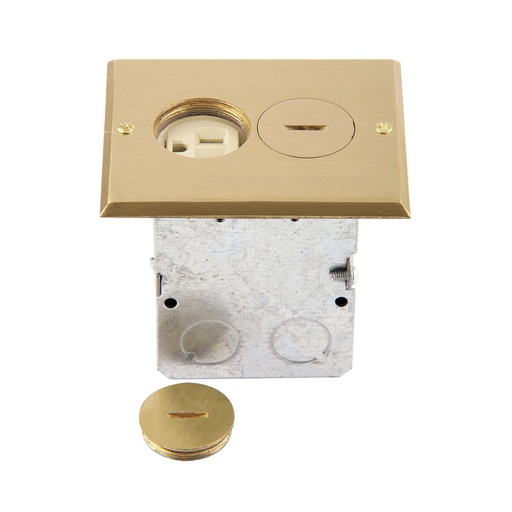 [E025797] CAJA PISO TOMA DOBLE 2P 3H 15A 125V TAPA ROSCA BRONCE 5797FBA