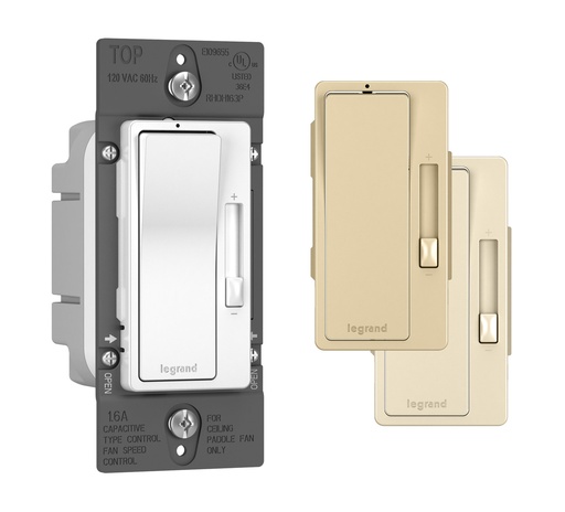 [D01163] CONTROL ABANICO DESLIZABLE 1P/3V 1.6A 120V WH,IV,LA RADIANT RHDH163PTC