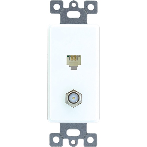 [E023562W] INSERTO DECOR COMBINADO TOMA TV TIPO F + TOMA TEL RJ11 BLANCO 3562-W