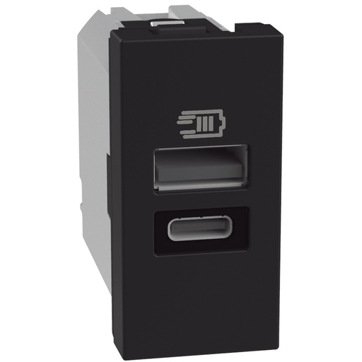 [226JB4191AC] MODULO TOMA USB TIPO A/C 15W NEGRO MATIXGO JB4191AC