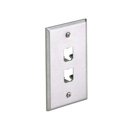 [P04VS2] PLACA 2 MODULOS VERTICAL SENCILLA ACERO PANDUIT, CFP2SY