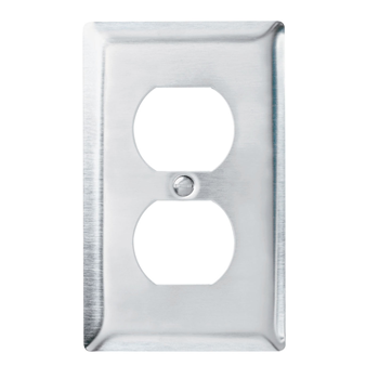 [D0430] PLACA ACERO INOX TOMA DOBLE / APAGADOR DOBLE PALANCA 1 GANG P&S SS8