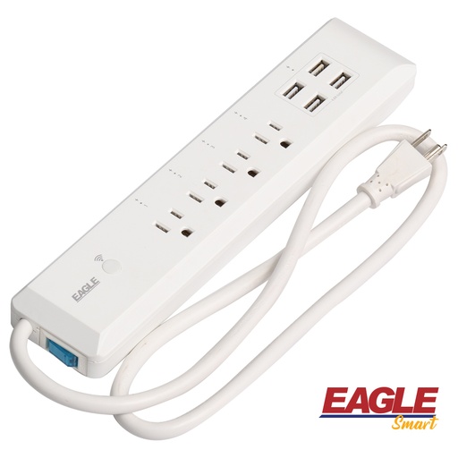 [E091141] REGLETA WIFI 4 SALIDAS 15A 125V + 4 SALIDAS USB TIPO A BLANCO #1141