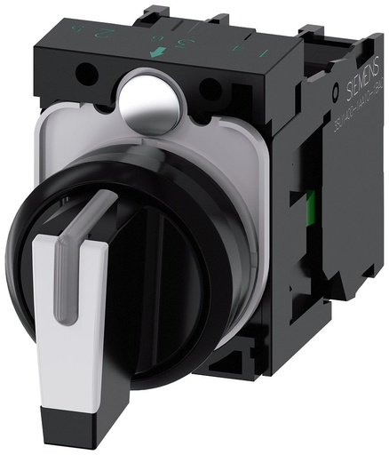 [5171NA0] SELECTOR DE 3 POSICIONES 22MM PLASTICO LED BLANCO 1NA+1NA 3SU11002BL60