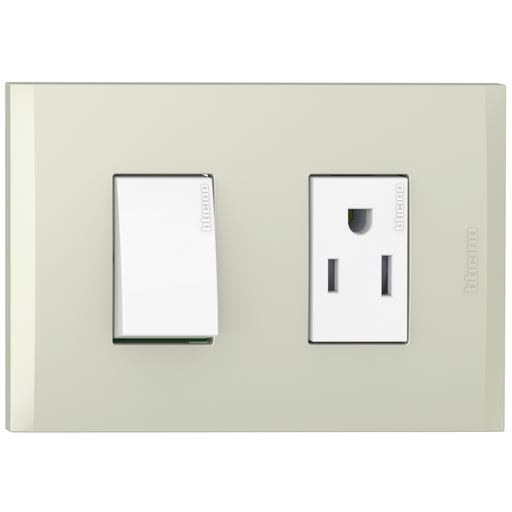 [2132231C] TOMA COMBINADO APAGADOR 1P 15A + TOMA 15A CHAMPAGNE NOBILE AF2231EBCH