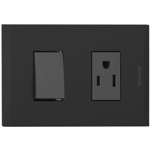 [2132231N] TOMA COMBINADO APAGADOR 1P 15A + TOMA 15A NEGRO NOBILE AF2231EANG