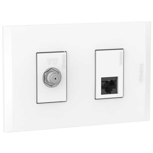 [2132292EB] TOMA COMBINADO COAXIAL TV + RJ45 CAT.6 BLANCO NOBILE AF2292EB