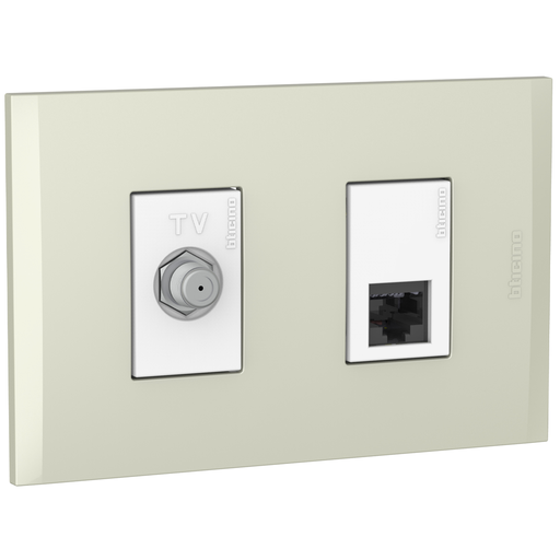 [2132292CH] TOMA COMBINADO COAXIAL TV + RJ45 CAT.6 CHAMPAGNE NOBILE AF2292EBCH