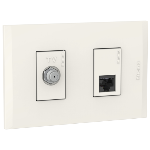 [2132292EM] TOMA COMBINADO COAXIAL TV + RJ45 CAT.6 MARFIL NOBILE AF2292EM