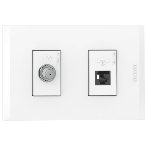[2132272EB] TOMA COMBINADO COAXIAL TV + TEL RJ11 BLANCO NOBILE AF2272EB