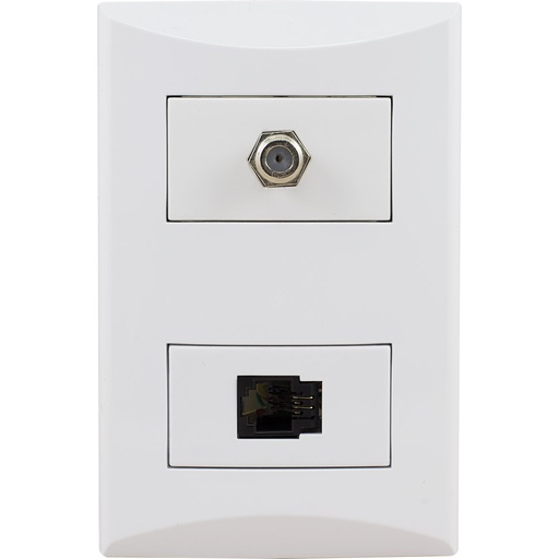 [E021007] TOMA COMBINADO COAXIAL TV + TEL RJ11 BLANCO PLATA 1007-AW