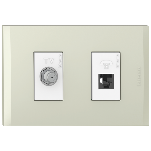 [2132272CH] TOMA COMBINADO COAXIAL TV + TEL RJ11 CHAMPAGNE NOBILE AF2272EBCH