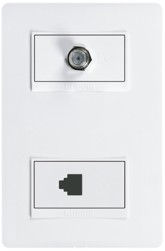 [223PU1179C6/52] TOMA DOBLE DATOS RJ45 CAT.6 + COAXIAL TV BLANCO LUZICA PU1179C6/52