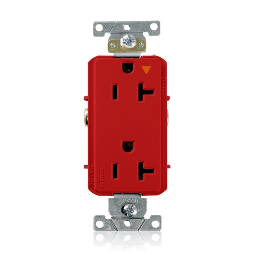 [LEV16362-RIG] TOMA DOBLE DECORA INDUSTRIAL IG 2P3H 20A 125V NEMA5-20R ROJO 16362-RIG