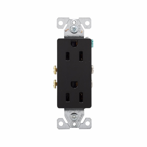 [4501107BK] TOMA DOBLE DECORATOR RESIDENCIA 2P3H 15A 125V NEMA5-15R NEGRO 1107-9BK