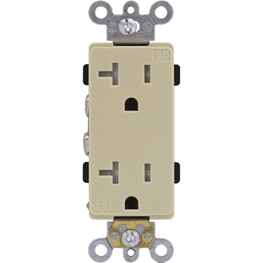 [E02352] TOMA DOBLE DECOR COMERCIAL TR 2P 3H 20A 125V NEMA 5-20R MARFIL TR7352V