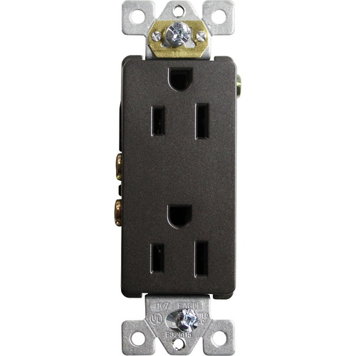 [E02110BK] TOMA DOBLE DECOR RESIDENCIAL 2P 3H 15A 125V NEMA 5-15R NEGRO 1107BK