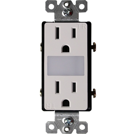[E0206W] TOMA DOBLE DECOR RESIDENCIAL TR CON LUZ 2P 3H 15A 125V BLANCO 6706-W