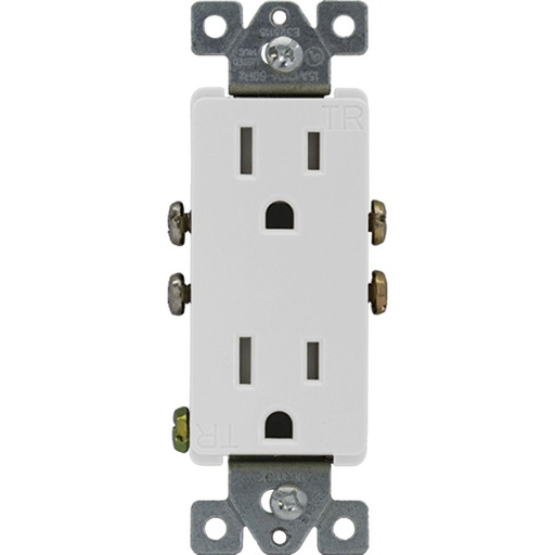 [E02107W] TOMA DOBLE DECOR RESI TR 2P 3H 15A 125V NEMA 5-15R BLANCO TR1107-W
