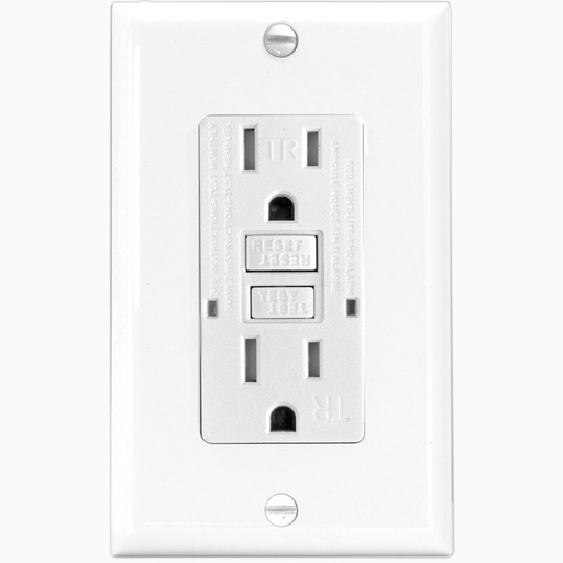 [E0215W] TOMA DOBLE GFCI 2P 3H 15A 125V NEMA 5-15R BLANCO DECOR TST15-W