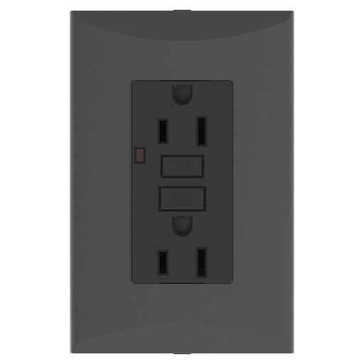 [E021018BK] TOMA DOBLE GFCI 2P 3H 15A 125V NEMA 5-15R NEGRO PLATA 1018-BK