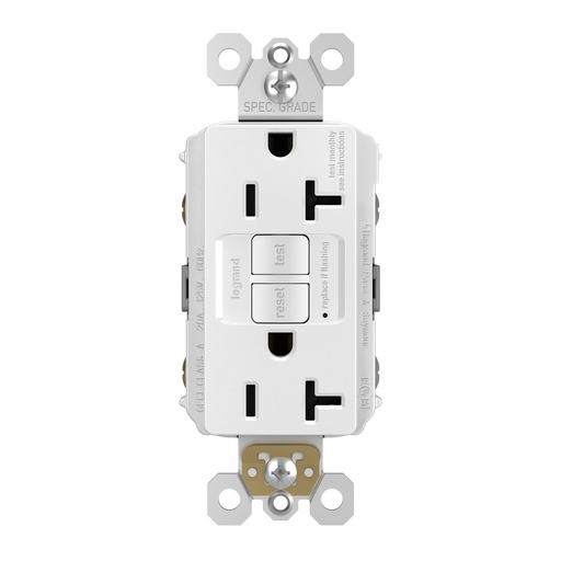 [D022097W] TOMA DOBLE GFCI 2P 3H 20A 125V NEMA 5-20R BLANCO RADIANT 2097W