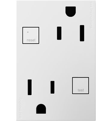 [2212153] TOMA DOBLE GFCI TR 2P 3H 15A 125V 1 GANG+ BLANCO ADORNE AGFTR2153W4