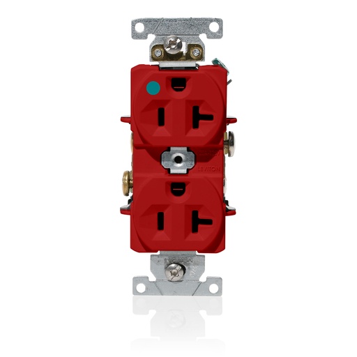 [LEVC8300-R] TOMA DOBLE HOSPITAL 2P 3H 20A 125V NEMA 5-20R ROJO C8300-R