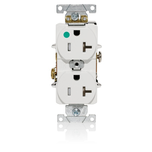 [LEVT8300-W] TOMA DOBLE HOSPITAL TR 2P 3H 20A 125V NEMA 5-20R BLANCO T8300-W