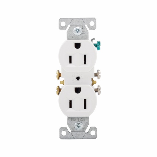 [E02270] TOMA DOBLE RESIDENCIAL 2P 3H 15A 125V NEMA 5-15R BLANCO 270W