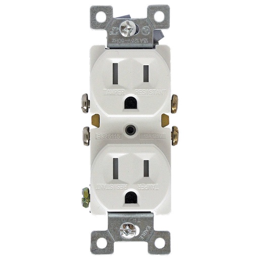 [E02270W] TOMA DOBLE RESIDENCIAL TR 2P 3H 15A 125V NEMA 5-15R BLANCO TR270W