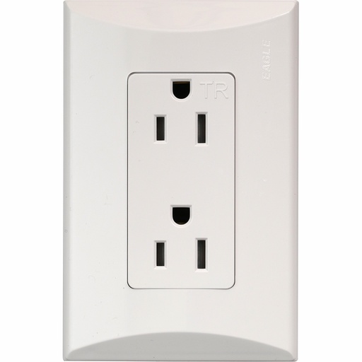[E091009] TOMA DOBLE TR 2P 3H 15A 125V NEMA 5-15R BLANCO PLATA 1009A-W
