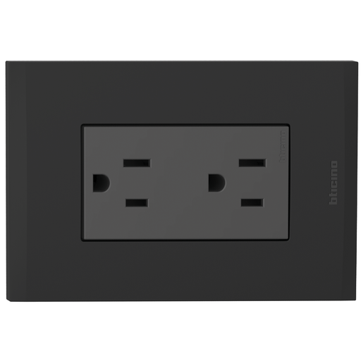[2132228NG] TOMA DOBLE TR 2P 3H 15A 125V NEMA 5-15R NEGRO NOBILE AF2228TREANG