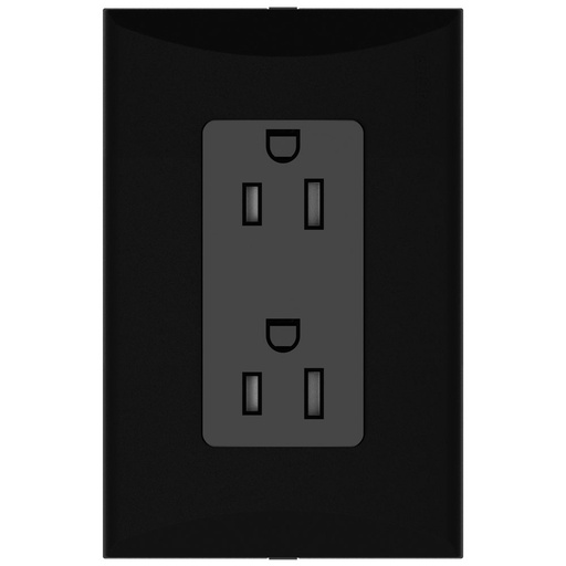 [E091009BK] TOMA DOBLE TR 2P 3H 15A 125V NEMA 5-15R NEGRO PLATA 1009A-BK