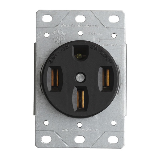 [E021258] TOMA EMPOTRAR ENTRADA RECTA 3P 4H 50A 125/250 NEMA 14-50R #1258