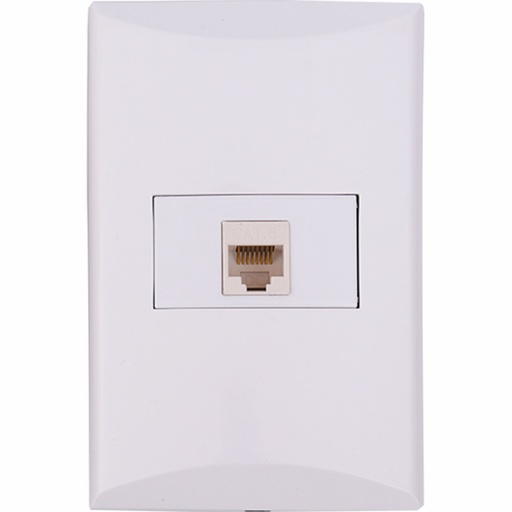 [E091015] TOMA SENCILLO DATOS RJ45 CAT.6 BLANCO PLATA 1015-W