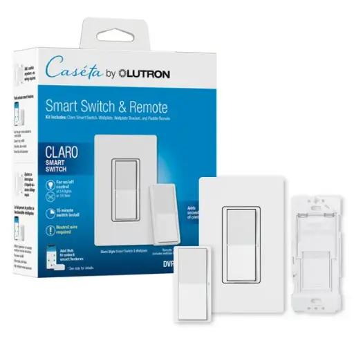 [LTRDVRF-PKG1S-W] KIT CASETA INALAMBRICO APAGADOR+PLACA+BOTONERA PADDLE LUTRON DVRF-PKG1